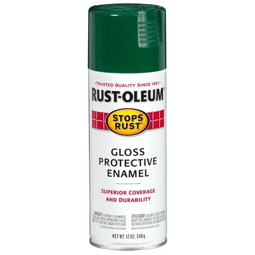 STOPS RUST Protective Enamel Spray Paint, Gloss, Hunter Green, 12 oz, Aerosol Can STOPS RUST Protective Enamel Spray Paint, Gloss, Hunter Green, 12 oz, Aerosol Can
