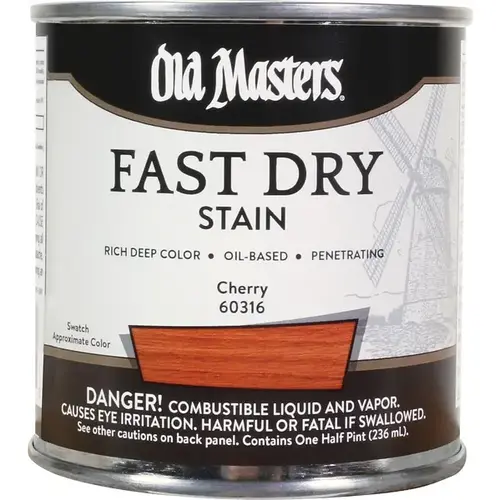 Fast Dry Stain, Cherry, Liquid, 1/2 pt Fast Dry Stain, Cherry, Liquid, 1/2 pt