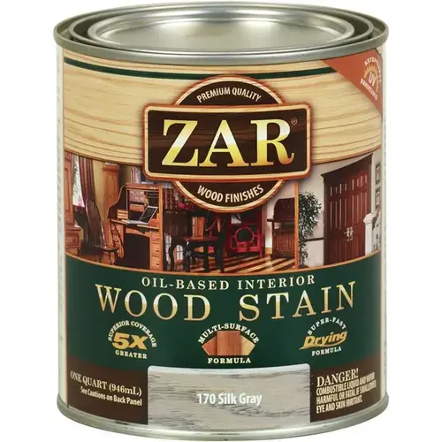 Interior Wood Stain, Silk Gray, Liquid, 1 qt, Can Interior Wood Stain, Silk Gray, Liquid, 1 qt, Can