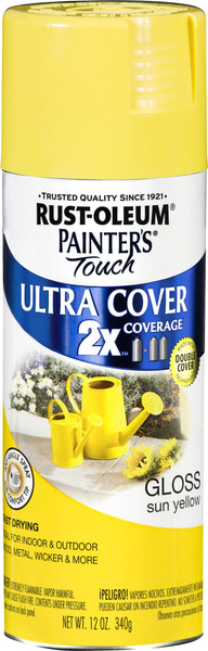Rust-Oleum 334046 PAINTER'S Touch Gloss Spray Paint, Gloss, Sun Yellow, 12 oz, Aerosol Can