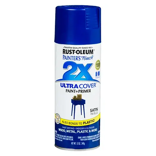 PAINTER'S Touch 2X ULTRA COVER Spray Paint, Satin, Ink Blue, 12 oz, Aerosol Can PAINTER'S Touch 2X ULTRA COVER Spray Paint, Satin, Ink Blue, 12 oz, Aerosol Can