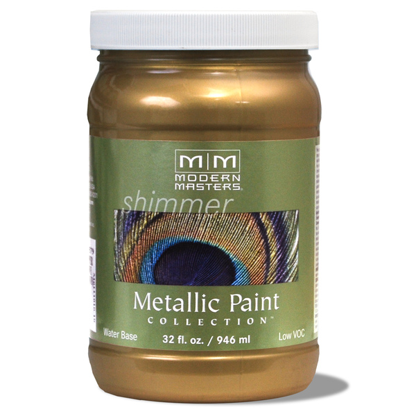Modern Masters ME28906 Metallic Paint Shimmer Satin Brass Water-Based 6 oz Brass