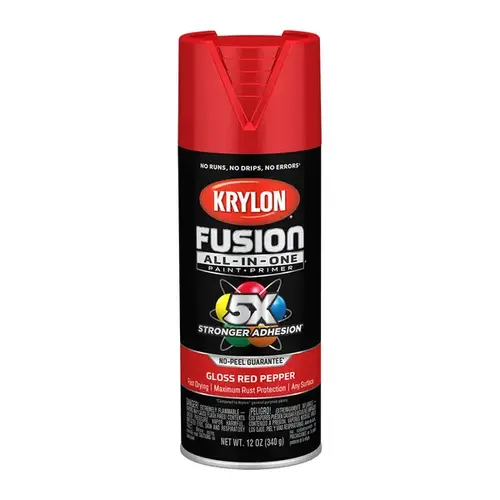 Fusion Primer and Spray Paint, Gloss, Red Pepper, 12 oz, Aerosol Can - pack of 6 Fusion Primer and Spray Paint, Gloss, Red Pepper, 12 oz, Aerosol Can - pack of 6