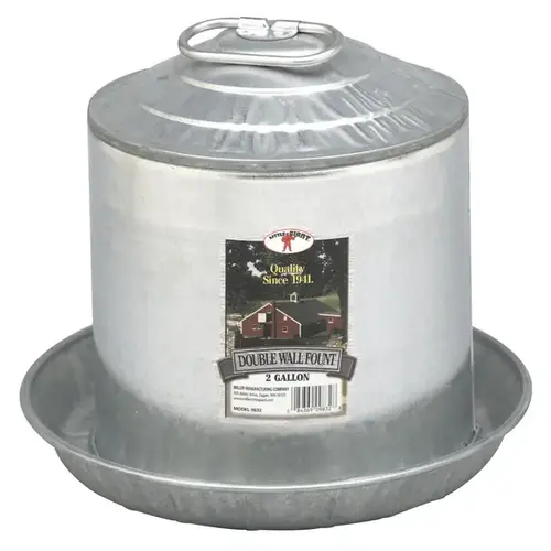 Poultry Fount, 2 gal Capacity, Galvanized Steel, Floor, Ground Mounting - pack of 4 Poultry Fount, 2 gal Capacity, Galvanized Steel, Floor, Ground Mounting - pack of 4