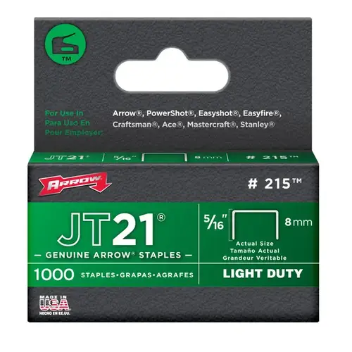 Staple, 7/16 in W Crown, 5/16 in L Leg, Steel, 0.03 ga Gauge Chrome - pack of 1000 Staple, 7/16 in W Crown, 5/16 in L Leg, Steel, 0.03 ga Gauge Chrome - pack of 1000