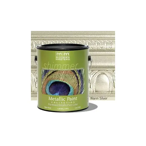 Metallic Paint Shimmer Satin Warm Silver Water-Based 1 gal Warm Silver Metallic Paint Shimmer Satin Warm Silver Water-Based 1 gal Warm Silver