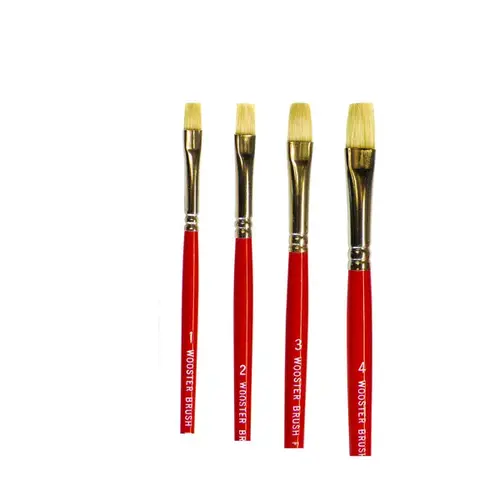 White China Bristle Artists Brushes, 5.9 mm W, Wood Handle White China Bristle Artists Brushes, 5.9 mm W, Wood Handle