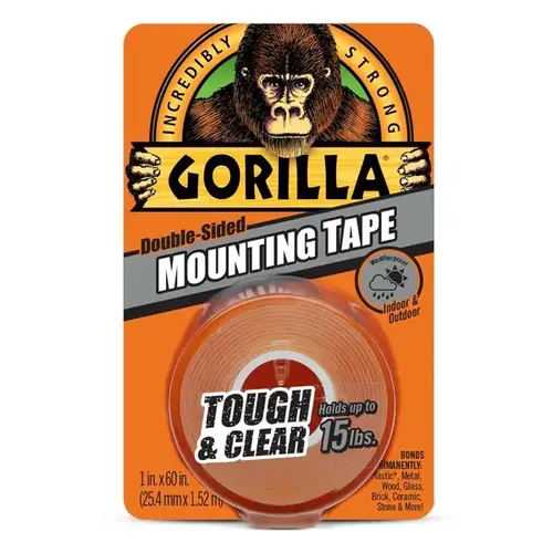 Tough & Clear Mounting Tape, 60 in L, 1 in W, Clear