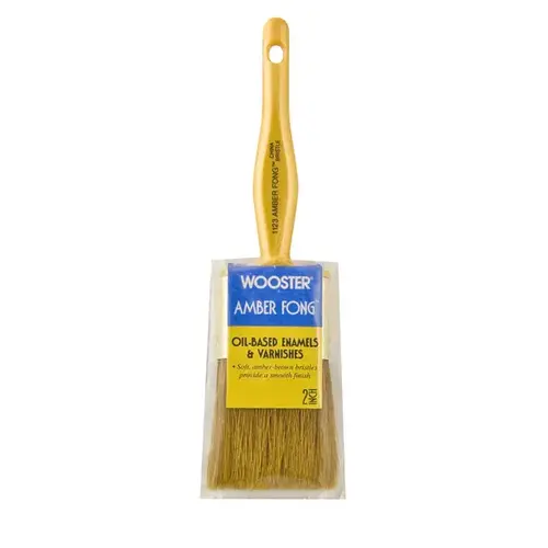 Paint Brush, 2 in W, 2-7/16 in L Bristle, China Bristle, Beaver Tail Handle Amber Brown/Pearl Yellow Paint Brush, 2 in W, 2-7/16 in L Bristle, China Bristle, Beaver Tail Handle Amber Brown/Pearl Yellow