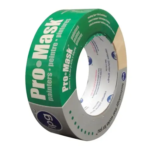 Painters Masking Tape, 60 yd L, 1.4 in W, Crepe Paper Backing, Beige Painters Masking Tape, 60 yd L, 1.4 in W, Crepe Paper Backing, Beige