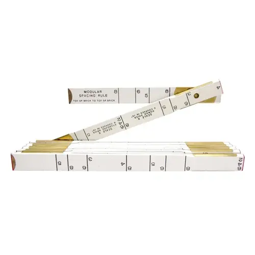 Red End Series Masonry Wood Rule, Inch Graduation, Wood, White Red End Series Masonry Wood Rule, Inch Graduation, Wood, White