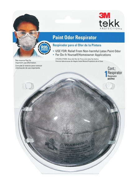 3M 8247P1-DC TEKK Protection 8247PA1-A/8656ES Disposable Latex Respirator, N95 Filter Class Gray