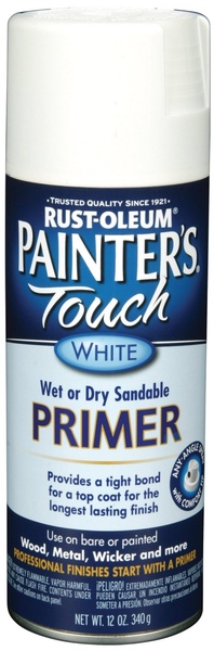 Rust-Oleum 249058 PAINTER'S Touch Spray Primer, Flat, White, 12 oz, Aerosol Can
