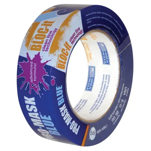 Masking Tape, 60 yd L, 1.4 in W, Crepe Paper Backing, Blue Masking Tape, 60 yd L, 1.4 in W, Crepe Paper Backing, Blue