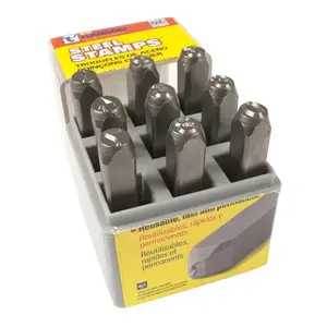 C.H Hanson 20581 Number Stamp Set, 9-Piece, Steel, Specifications: 1/4 in Character, 3/8 x 2-5/8 Shank