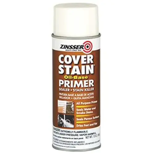 Spray Primer and Sealer Cover Stain White Flat Oil-Based Alkyd 16 oz White