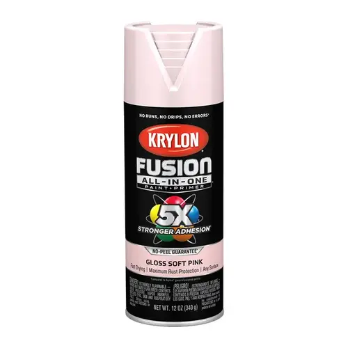 Fusion Primer and Spray Paint, Gloss, Pink Blush, 12 oz, Aerosol Can Fusion Primer and Spray Paint, Gloss, Pink Blush, 12 oz, Aerosol Can