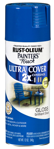 Rust-Oleum 334027 PAINTER'S Touch Gloss Spray Paint, Gloss, Brilliant Blue, 12 oz, Aerosol Can