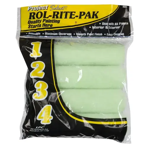 Paint Roller Cover, 3/8 in Thick Nap, 9 in L, Polyester Cover, Green - pack of 4 Paint Roller Cover, 3/8 in Thick Nap, 9 in L, Polyester Cover, Green - pack of 4