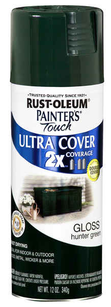 Rust-Oleum 334034 PAINTER'S Touch Gloss Spray Paint, Gloss, Hunter Green, 12 oz, Aerosol Can