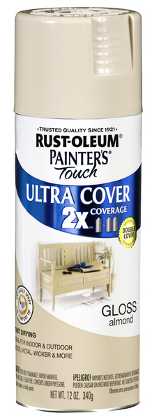 Rust-Oleum 334023 PAINTER'S Touch Gloss Spray Paint, Gloss, Almond, 12 oz, Aerosol Can