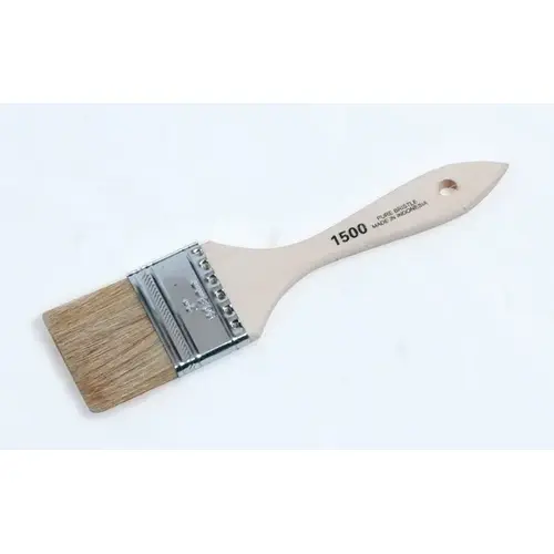 Paint Brush White Chinese Bristle 2" Flat & Natural Wood Handle