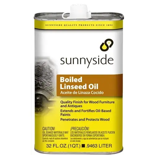 Sunnyside Boiled Linseed Oil, Clear Amber, Liquid, 1 qt, Can Sunnyside Boiled Linseed Oil, Clear Amber, Liquid, 1 qt, Can