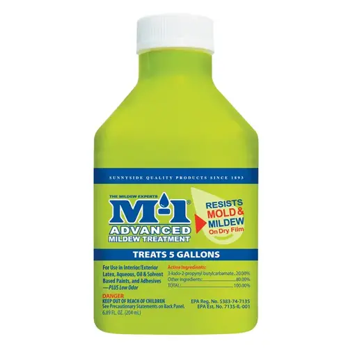 M-1 Mildewcide Paint Additivie, 6.89 oz. Treats 5 Gallons Yellow M-1 Mildewcide Paint Additivie, 6.89 oz. Treats 5 Gallons Yellow