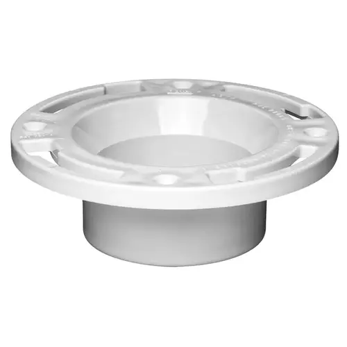 Closet Flange, 3, 4 in Connection, PVC, White, For: Most Toilets