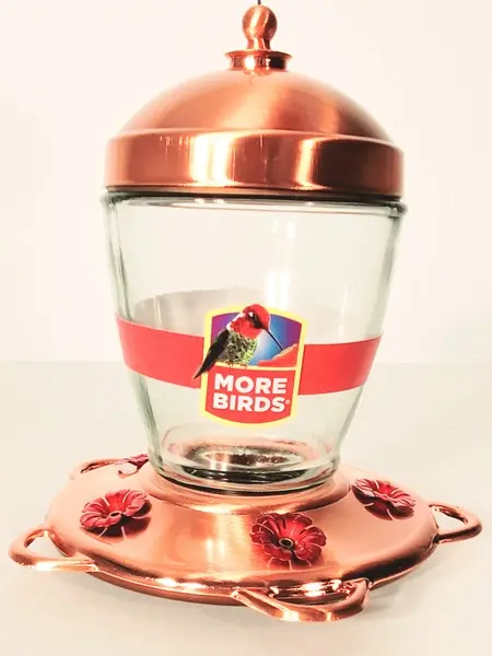 Classic Brands Jubilee Glass Hummingbird Feeder Copper/Red 33
