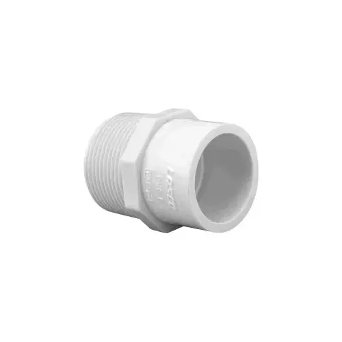 Reducing Pipe Adapter, 1/2 x 3/4 in, MPT x Slip, PVC, White, SCH 40 Schedule Reducing Pipe Adapter, 1/2 x 3/4 in, MPT x Slip, PVC, White, SCH 40 Schedule