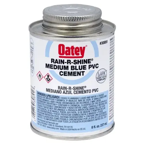 Rain-R-Shine 8 Oz. Medium Bodied Blue PVC Cement
