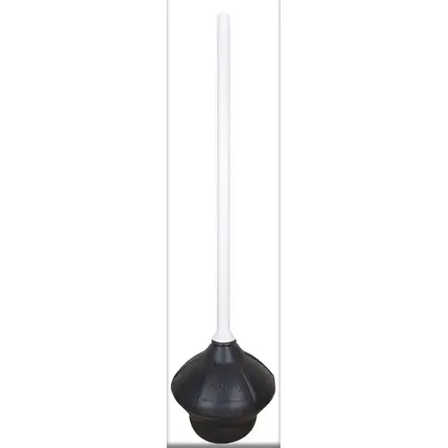 Toilet Plunger, 6 in Cup, T-Handle Handle Black & White