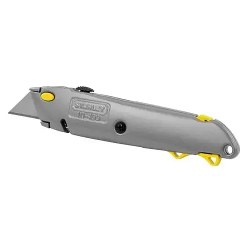 Utility Knife, 2-7/16 in L Blade, 3 in W Blade, HCS Blade, Straight Handle, Gray Handle Utility Knife, 2-7/16 in L Blade, 3 in W Blade, HCS Blade, Straight Handle, Gray Handle
