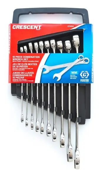 Crescent 10pc Metric Combination Wrench Set with Rack Silver CCWS3-05