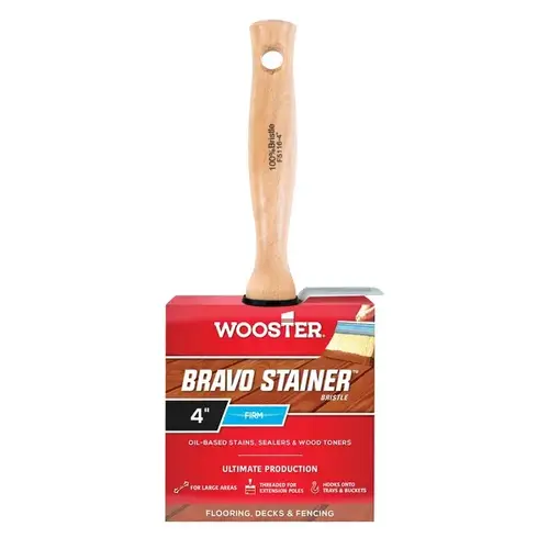 Bravo Stainer Paint Brushes, 4 in W, Bristle/poly blend, wood handle - pack of 6 Bravo Stainer Paint Brushes, 4 in W, Bristle/poly blend, wood handle - pack of 6