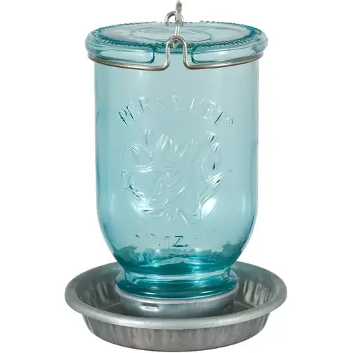 Wild Bird Waterer, Mason Jar, 32 oz Volume, Glass/Metal, Antique Blue - pack of 2 Wild Bird Waterer, Mason Jar, 32 oz Volume, Glass/Metal, Antique Blue - pack of 2