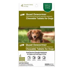 BAYER 00724089113351 Chewabale Quad Dewormer Tablets for Small Dogs 2-25-Lbs., 4-Pk.