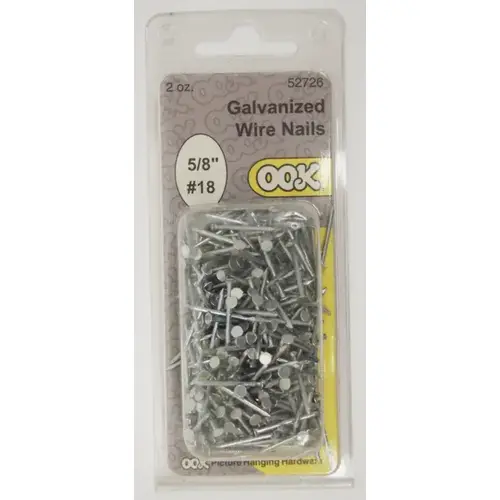 Wire Nail, 5/8 in L, Steel, Galvanized, Flat Head, Smooth Shank, 1.75 oz - pack of 6 Wire Nail, 5/8 in L, Steel, Galvanized, Flat Head, Smooth Shank, 1.75 oz - pack of 6