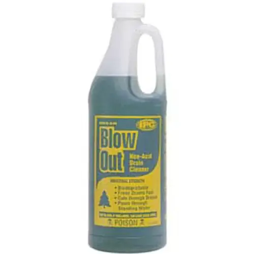 Blow Out Drain Cleaner, Liquid, Dark Green, Odorless, 0.5 gal Bottle