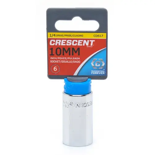 6 Point Standard Metric Sockets, 1/4 in Dr, 10 mm Opening - pack of 6