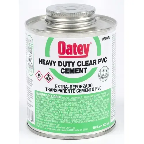 16 Oz. Heavy Bodied Heavy-Duty Clear PVC Cement