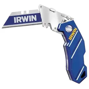 Irwin 2089100 Folding Lockback Utility Knife, 5-3/4 in Length, Stainless Steel/Aluminum, Blue