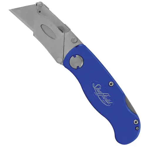 Utility Knife, 2-1/2 in L Blade, Stainless Steel Blade, Textured Handle, Blue Handle Utility Knife, 2-1/2 in L Blade, Stainless Steel Blade, Textured Handle, Blue Handle