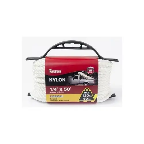Wellington 1/4" X 50' White Twisted Nylon Rope Wellington 1/4" X 50' White Twisted Nylon Rope