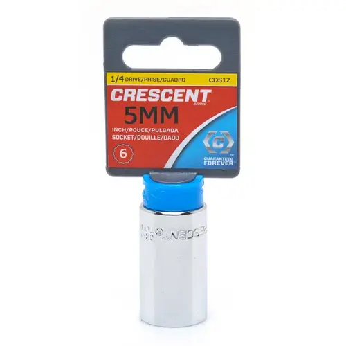 6 Point Standard Metric Sockets, 1/4 in Dr, 5 mm Opening - pack of 6