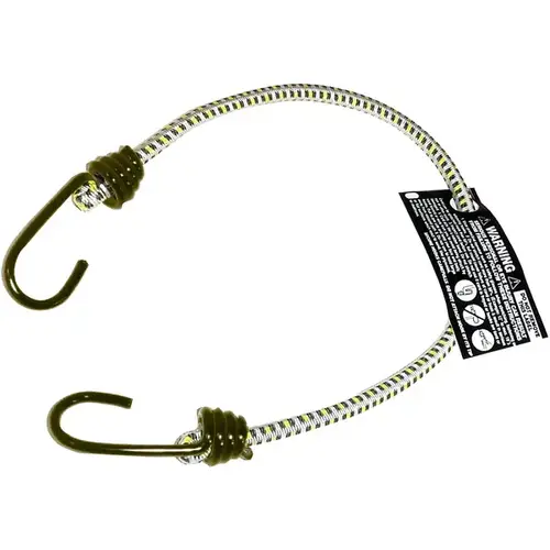 Bungee Cord, 18 in L, Rubber, Hook End Red