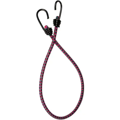 Bungee Cord, 30 in L, Rubber, Hook End Black