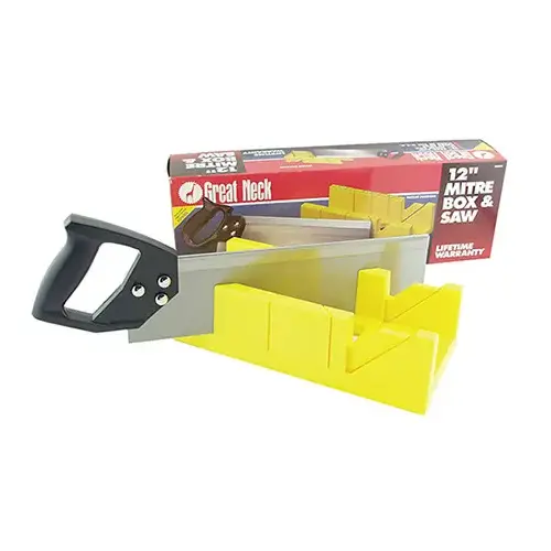 Mitre Box with Back Saw 12" L X 4" W High Impact Polypropylene Yellow Yellow