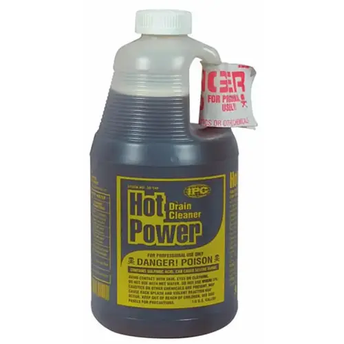 Hot Power Drain Cleaner, Liquid, Amber, Sharp, 0.5 gal Bottle